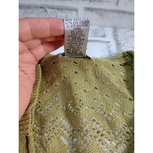 Tiara international Green Cardigan Button Crop Sweater Knit Women's Sz. L - Picture 8 of 8
